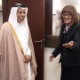 16 October 2019 National Assembly Speaker Maja Gojkovic and the Speaker of the Qatar Shura Council Ahmed Bin Abdullah Zaid Al Mahmoud